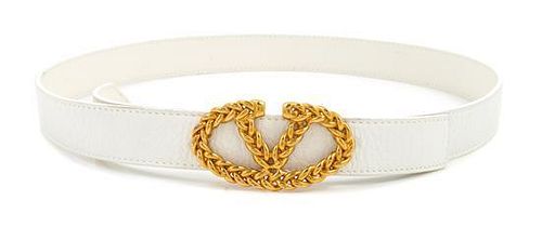 A Valentino White Leather Belt,