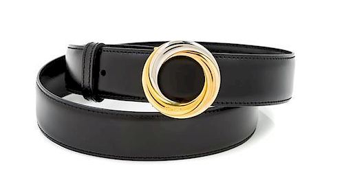 A Cartier Black Leather Belt,
