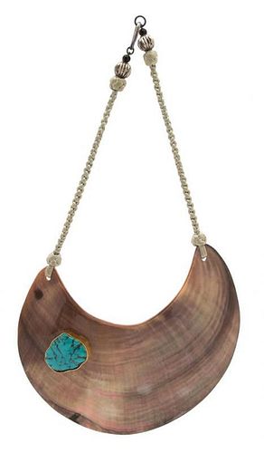 * A Kai-Yin Lo Abolone and Turquoise Collar Necklace, 14".