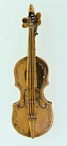 Gold Violin Pin