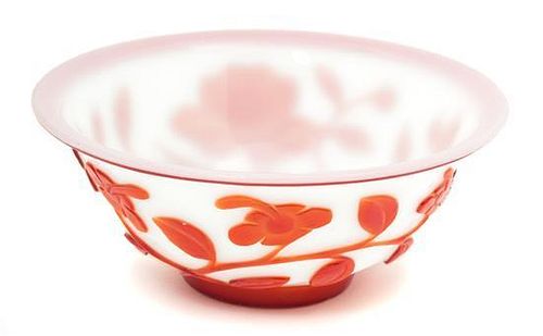 A Red Overlay Peking Glass Bowl Diameter 5 inches.