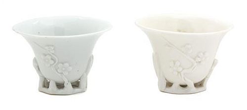 Two Chinese Blanc de Chine Cups Height of taller 2 1/2 inches.