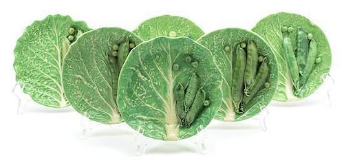 Six Dodie Thayer Lettuce Ware Pea Pod Plates Diameter of largest 6 1/4 inches.
