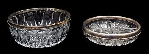 Two Silver Collared Serving Bowls Diameter 8 1/4 inches.