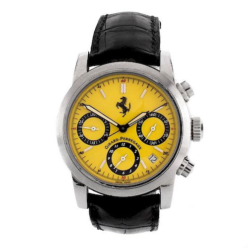 Men's Vintage Girard-Perregaux for Ferrari Stainless Steel Chronograph with Yellow Dial and Leather