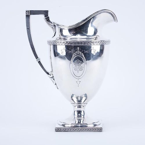 Edwardian Style Brand-Chatillon Sterling Silver Water Pitcher. Monogram in cartouche. Signed. Minor