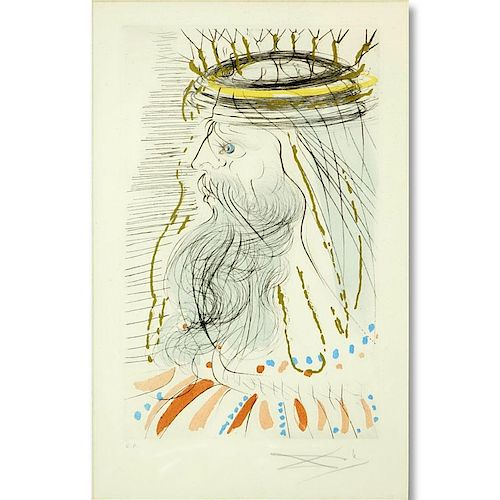 Salvador Dali, Spanish (1904 - 1989) Color Etching with Gold Dust on Arches Paper, "King Solomon, S