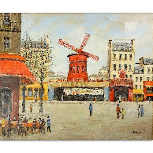 Louis Peyrat, French  (1911 - 2001) Oil on Canvas "Paris Montmartre" Signed Lower Right. Good condi