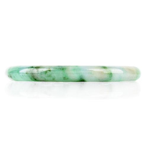 Vintage White to Green to Russet Jade Bangle Bracelet. Very good condition. Measures 5/16" W, 2-3/8