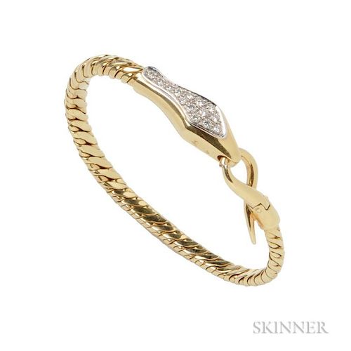 18kt Gold and Diamond Snake Bracelet, Pomellato