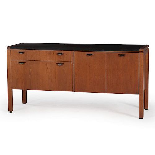 Mid-Century Modern Sideboard with Black Laminate Top