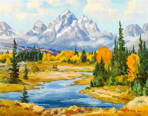 Alfred Wands, (American, 1904-1998), October Day Teton Mountains