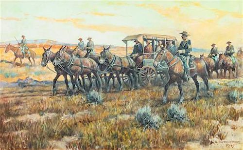 Nick Eggenhofer, (American, 1897-1985), Cavalry Escort, 1975