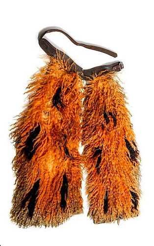 Pair of Orange and Black "Pinto" Wooly Chaps Length 37 inches