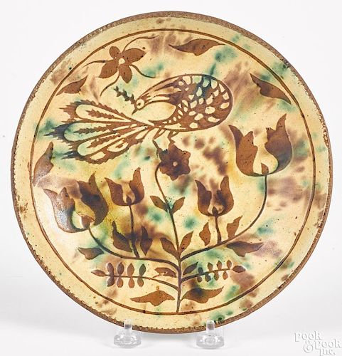 Jacob Medinger sgrafitto decorated redware plate