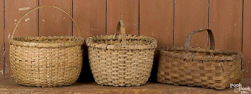 Three split oak gathering baskets