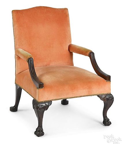 George III style mahogany open armchair