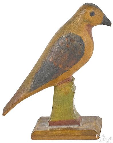 Small Pennsylvania carved and painted songbird