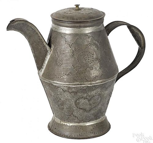 Pennsylvania punched tin coffeepot, 19th c.