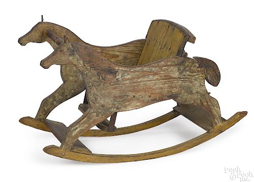 Painted pine hobby horse rocker