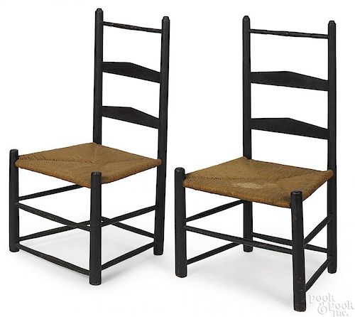Pair of painted ladderback side chairs
