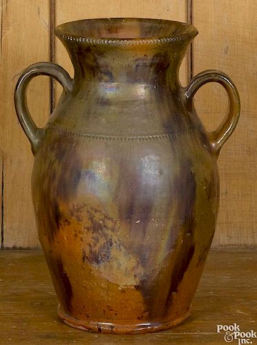 Jacob Medinger, two-handled redware vase