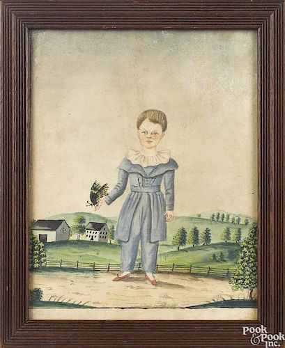Jacob Maentel watercolor folk portrait