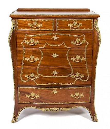 A Louis XV Style Five-Drawer Tall Chest