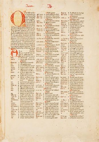 CONRADUS DE HALBERSTADT [CONRADUS DE ALEMANIA]. Concordantiae bibliorum. [Strassburg: Johann Mentelin, not after 1474].