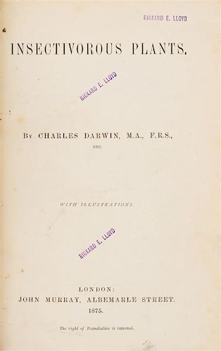 DARWIN, Charles (1809-1882). Insectivorous Plants. London: John Murray, 1875.