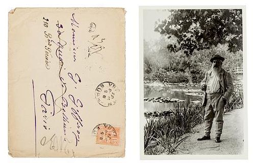 * MONET, Claude. Autographed letter signed ("Claude Monet"), in purple ink, in French, to art critic Gustave Geffroy, 1902.