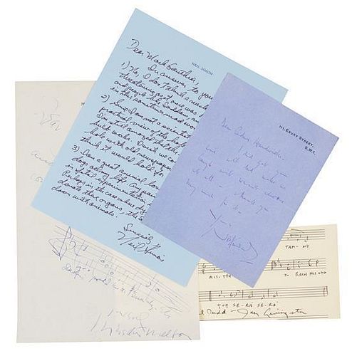 * [MUSICIANS AND COMPOSERS]. A group of 4 manuscripts by musicians and composers.
