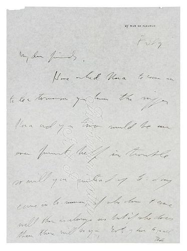 * GANDHI, Mohandas K. (1869-1948). Autograph letter signed ("MK"), to Allan Taumer. [Paris], Friday [30 April 1926].