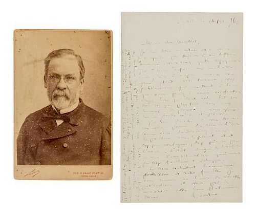 * PASTEUR, Louis (1822-1895). Autograph letter signed ("L. Pasteur"), in French, to Maileot. Paris, 1 February 1876.