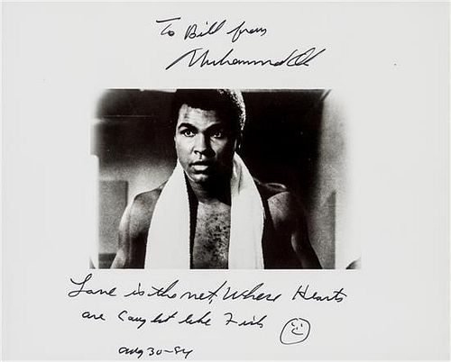 * ALI, Muhammad (1942-2016). Photograph inscribed and signed, 30 August 1984.