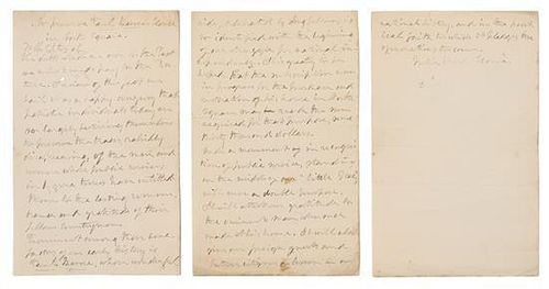 * HOWE, Julia Ward (1819-1900). Autograph letter signed ("Julia Ward Howe"), to the editors of The Transcript. N.p., n.d.