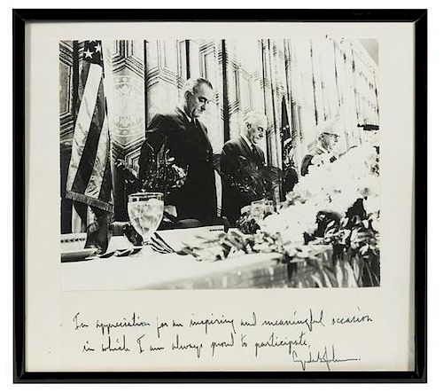 * JOHNSON, Lyndon B. (1908-1973). Photograph, signed and inscribed ("Lyndon Johnson"), n.d.