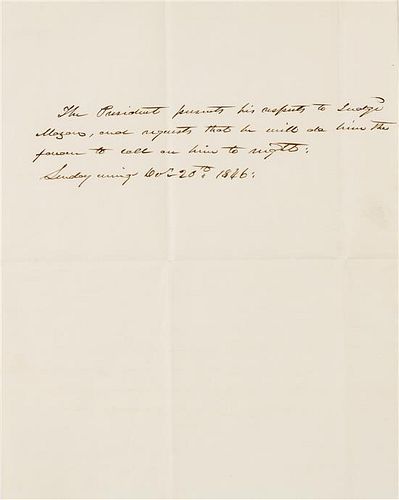 * POLK, James K. Autographed letter written in the third person ("The President"), as President, [Washington, D.C.], 20 Decem