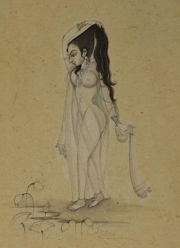 Indian Miniature Painting of Naked Female Beauty