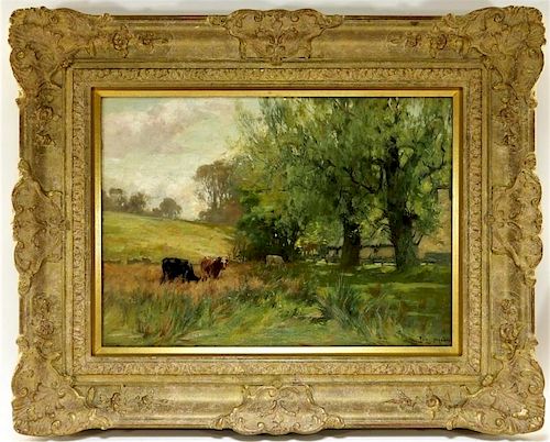 Joseph Milne Impressionist Cow Landscape Painting