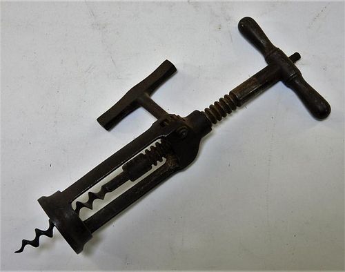 Antique 19C. American Dual Action Iron Cork Screw
