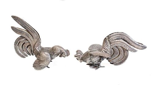 Pair of Silver Bird Figure Ornaments
