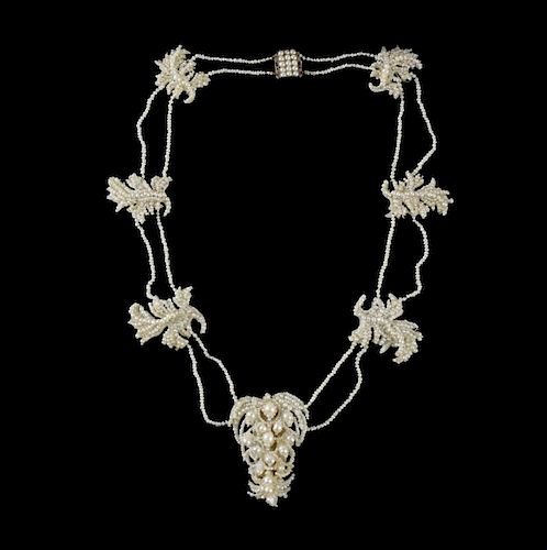 Victorian Seed Pearl Foliate Necklace
