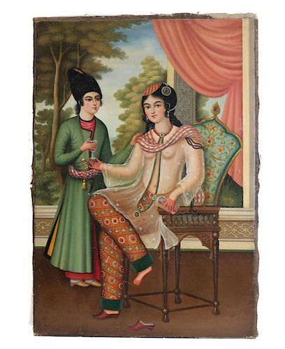 Persian Kajar Oil Painting on Canvas
