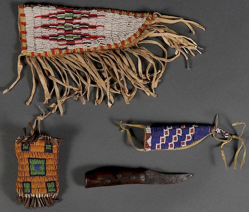 A GROUP OF SIOUX OR SIOUX STYLE BEADED ITEMS