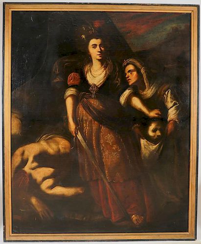A C. 1650 OIL ON CANVAS PAINTING OF JUDITH