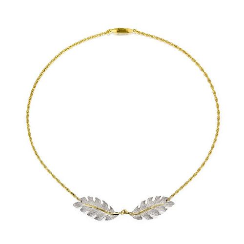 Buccellati Gold and Silver Leaf Necklace