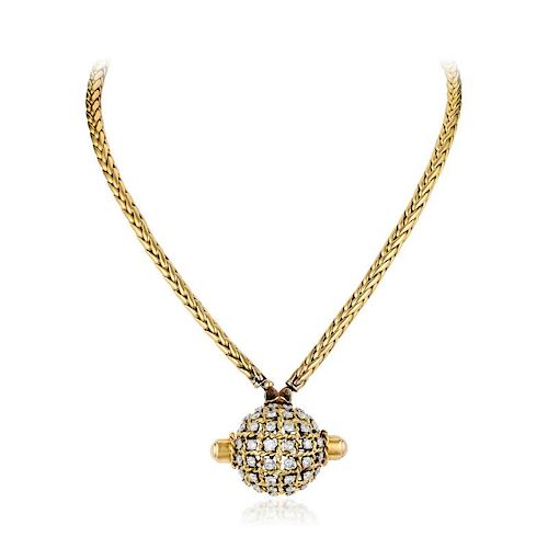 A Diamond Convertible Cover Watch Necklace/Bracelet, French