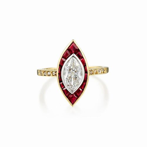 Cartier Victorian Diamond and Ruby Ring