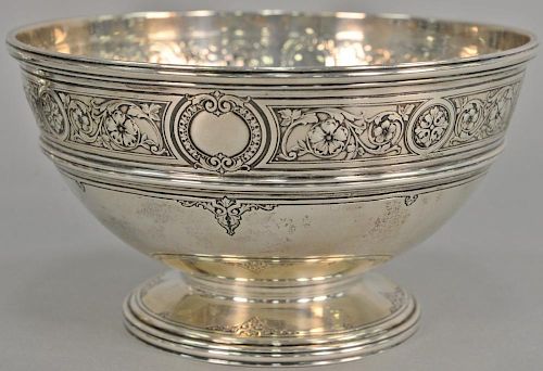 Sterling silver footed bowl. ht. 5in., dia. 9in., 27.8 troy ounces